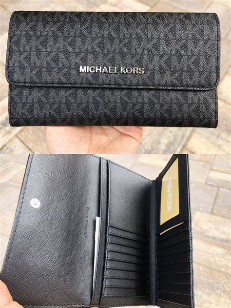 michael kors leather trifold wallet|Michael Kors large trifold wallet.